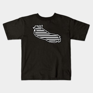 Gabriola Island SIlhouette in Black and White Stripes - Line Pattern - Gabriola Island Kids T-Shirt